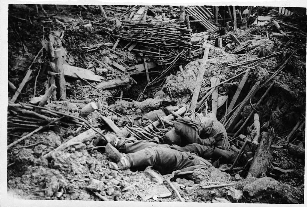 German trench destroyed by mine explosion near Messines (source: National Library of Scotland, copyright-free for non-commercial use)