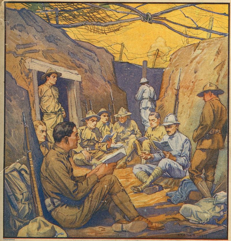 Studying French in the Trenches. Cover, The Literary Digest, October 20, 1917. 